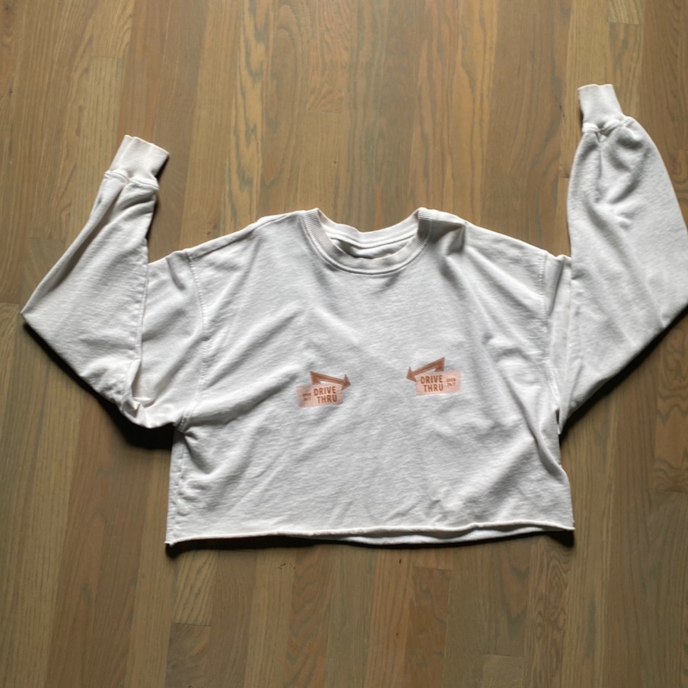 Karrie Locher Drive Thru breastfeeding crop sweatshirt